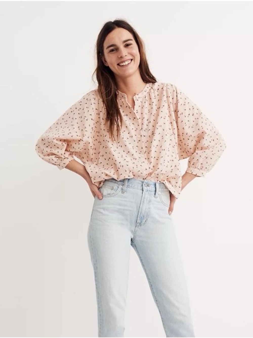 Madewell Peasant Top in Delicate Floral